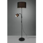 Trio lighting - lampadaire owen 1xe27 + spot noir et abat - jour tissu l36 cm