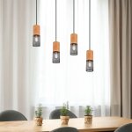 Trio - suspension tosh noir 4xe27 bois et m�tal cage l65 cm lighting