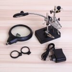 Troisi�me main loupe pour souder avec grossissements de 2. 5x, 5x et 8x lampe loupe avec des pinces crocodile, ...