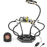 Troisieme main soudure avec 6 bras flexibles et 3x loupe, troisi�me 3eme main support soudure station ...