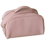Trousse de maquillage grande capacit� avec double fermeture �clair, sac de toilette de voyage rose portable ...