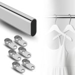 Tube de penderie chrom� 3 m 15x30 mm avec 6 supports lat�raux ? montage par tension, argent, style moderne ...