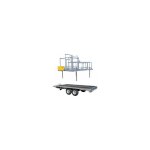 Remorque roller timon articulé + 1 conteneur 160 m2 garde corps + roue de secours Remorque roller timon articulé + 1 conteneur 160 m2 garde corps + roue de secours