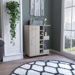 Tuhome concept - chariot de bar, chariot de bar, avec casier � vin et roulettes 82. 1cm h x 60cm l x ...