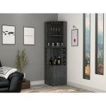 Tuhome concept - meuble bar d'angle syrah, avec porte - gobelet 180. 6cm l x 46. 9cm p x 46. 9cm l x ...