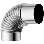 Tuyau de chemin�e coud� � 90 degr�s en acier inoxydable pour fours � fum�e, 60 mm