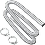 Tuyau d'�chappement, 200cm portable flexible tuyau d'�chappement en acier inoxydable avec 2 colliers ...