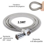 Tuyau flexible pomme de douche douche baignoire 2, 5 m acier chromé 01985 Tuyau flexible pomme de douche douche baignoire 2, 5 m acier chromé 01985