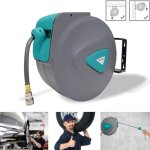 Uisebrt enrouleur de tuyau  air comprim automatique avec raccord rapide gris 10 m