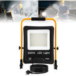 Projecteur de chantier led 200 w blanc froid avec support et cble d'alimentation ? projecteur led tanche ...