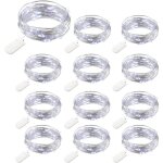 Ulisem 12 packs guirlandes lumineuses � piles, 20 leds 2m guirlande en cuivre, ip65 �tanche argent fil ...
