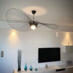 Ulisem ? lustre suspendu r�tro noir 80cm ? abat - jour en fibre de verre et polyur�thane ? hauteur r�glable ...
