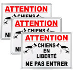 Ultra secure - pack 3 panneaux extrieurs 'attention chiens en libert ne pas entrer' - pvc rsistant ...