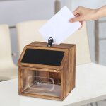 Bo�te � suggestions bois champ�tre avec tableau noir urne de mariage bo�te � donation avec fente et serrure ...