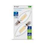 Lot de 2 ampoules led e14 4w flamme filament - quivalent 40w blanc chaud