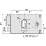 Vachette - serrure en applique horizontale  fouillot - pne dormant et demi - tour - a cylindre europen ...
