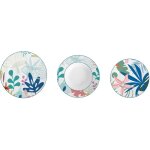 Vaisselle set 18 porcelaine 27x27x3 feuilles bleu