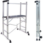 Euro vanadium ? �chafaudage pliable en aluminium 3 m ? norme nf e 85 - 200 ? 2 roues et tablette porte ...