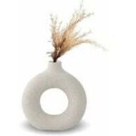 Vase en c�ramique blanche minimaliste, style vegan, 13 x 14 cm