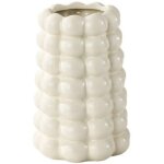 Vase d�coratif en c�ramique � bulles, pot de fleurs moderne et unique pour salon, bureau ou entr�e, cr�me ...