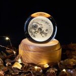 Veilleuse bo�te � musique, boule de cristal avec veilleuse de nuit bo�te � musique avec socle en bois ...