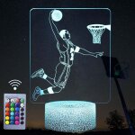 Veilleuse veilleuses de joueur de basket - ball 3d, lampe d'illusion de d�cor led avec t�l�commande et ...