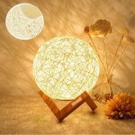 Veilleuse led, lampe de chevet, lampe d'ambiance de chambre en rotin et bois, usb rechargeable lampe ...