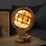Veilleuse rowood puzzles 3d pour adultes, lampes de nuit globe en bois avec usb pour nol et cadeau d'annivers ...