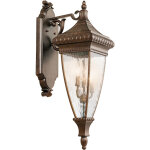 Venetian rain - grande lanterne murale ext�rieure � 3 ampoules au fini bronze bross� ip44, e14 - elstead ...