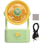 Ventilateur de bureau usb rechargeable, angle r�glable, portable et mignon, vert jaune pour voyage et ...