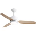 Ventilateur de plafond 116 cm avec 3 pales en abs, lumi�re led r�glable en 3 couleurs, 6 vitesses, moteur ...