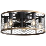 Ventilateur de plafond cage industriel 50cm, avec 7 pales abs, 5 ampoules, 6 vitesses, t�l�commande moteur ...
