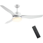 Ventilateur plafond - homcom - lumi�re et t�l�commande - r�versible - 3 pales 6 vitesses - acier et abs ...