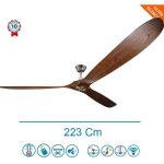 Ventilateur de plafond hvls dc bigg�ronimo, super destratificateur, 223 cm design, boiter chrome pales ...