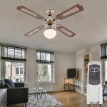 Ventilateur de plafond avec interrupteur � tirette, lampe de ventilateur, plafond 3 vitesses, ventilateur ...
