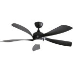 Ventilateur de plafond led 132 cm avec t�l�commande, 6 vitesses, dimmable, mode �t� / hiver, abs noir ...