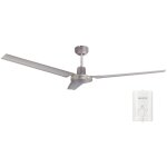 Ventilateur de plafond saltok avec t�l�commande �142 et 3 pales nickel