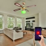 Ventilateur de plafond smart led dimmable lampe de plafond, commande vocale app, changement de couleur ...