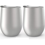 Verres � vin en acier inoxydable sans anse, lot de 2, 35 cl. verres � vin � double paroi isol�e sous ...