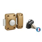 Thirard - verrou  bouton federal pour porte d'entre, cylindre 45mm, acier, 4 cls, poxy noir