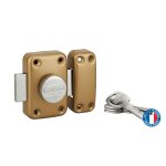 Thirard - verrou  bouton trafic 6 pour porte d'entre, cylindre 45mm, acier, 4 cls, poxy or