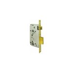 Serrure � mortaiser 70 mm ? acier plaqu� laiton ? 2 lancers et loquet ? scrocco r�versible pour s�curit� ...