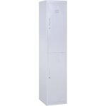 Vestiaire m�tallique 2 portes verrouillables - 2 tringles, 4 �tag�res - acier gris