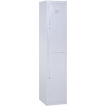 Vestiaire m�tallique 2 portes verrouillables - 2 tringles, 4 �tag�res - acier gris