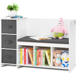 Vevor ? banc de lecture pour enfants avec coussin amovible ? rangement 6 compartiments et 3 tiroirs ? ...