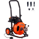 Vevor deboucheur electrique de canalisation 15 m x 12, 7 mm machine de nettoyage tuyaux alimentation ...