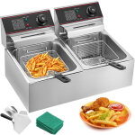 Mophorn - 6000w double friteuse 12l commercial double controle de temperature reglable friteuse en acier ...