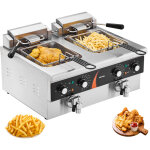 Vevor - friteuse electrique commerciale, friteuse a huile de comptoir 3000 w, 2 cuves en inox de 8, 5 ...