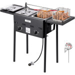 Vevor friteuse au gaz propane a double cuve 9lx2, appareil de cuisson au propane en acier inoxydable, ...
