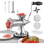 Vevor ? hachoir � viande manuel en inox 304 ? 2 plaques de coupe 5 / 8 mm ? fixation ventouse et pince ...